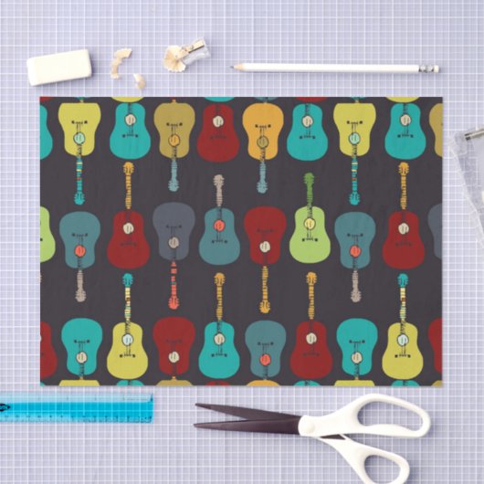 ファンキーでモダンな音楽アコースティックギター 薄葉紙 (クラフト)