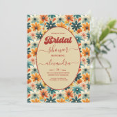 ファンキーでレトロな70年代のフラワーブライダルシャワー 招待状 (スタンド正面)