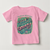 ファンキーでレトロな70年代 ヴィンテージ サイケデリック ピンク ベビーTシャツ (正面)