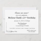 ファンキーで大胆なグレージュのスプラッター誕生日パーティー（アクア） 招待状 (裏面)