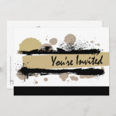 ファンキーで大胆なグレージュのスプラッター誕生日パーティー（アクア） 招待状 (正面/裏面)