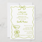 ファンキーで奇想天外なグリーン ダーティ マーティニ ベイビー シャワー 招待状 (正面)