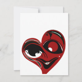 ファンキーで抽象的な赤いハートのラブバレンタインカード ノートカード