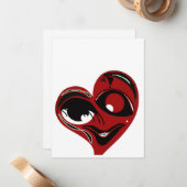 ファンキーで抽象的な赤いハートのラブバレンタインカード ノートカード (正面/裏面インサイチュ)