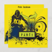 ファンキーで抽象的な酸の家DJはパーティを楽しみます 招待状 (正面/裏面)