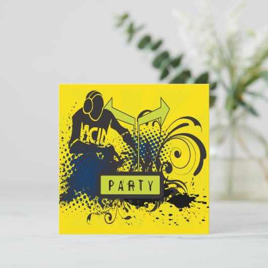 ファンキーで抽象的な酸の家DJはパーティを楽しみます 招待状 (スタンド正面)