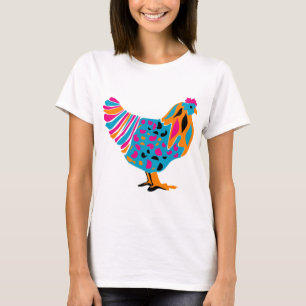 ファンキーで明るい鶏 Tシャツ