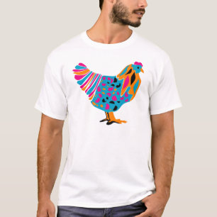 ファンキーで明るい鶏 Tシャツ
