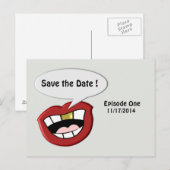 ファンキーで面白い Save the Date ポストカード (正面/裏面)