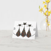 ファンキーで黒いCatin Notecards カード (黄色い花)