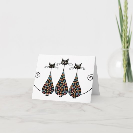 ファンキーで黒いCatin Notecards カード (正面)