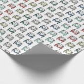 ファンキーで、数々のな着色されたヴィンテージバス包装紙 ラッピングペーパー (角)