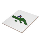 ファンキーなわに身に着けている魚釣りの帽子の漫画 タイル (側面)