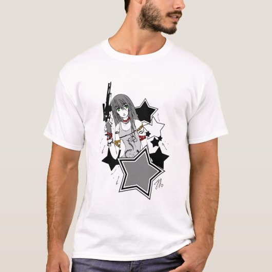ファンキーなウサギの灰色wの署名 tシャツ (正面)