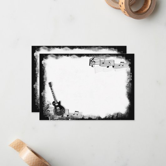 ファンキーなエレキギターの平たい箱はノート感謝していしています ノートカード (正面/裏面インサイチュ)