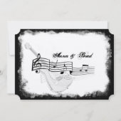 ファンキーなエレキギターの白黒音楽結婚式 招待状 (裏面)