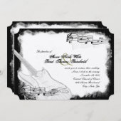 ファンキーなエレキギターの白黒音楽結婚式 招待状 (正面/裏面)
