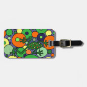 ファンキーなカエルおよび泡芸術のデザイン ラゲッジタグ (正面横)