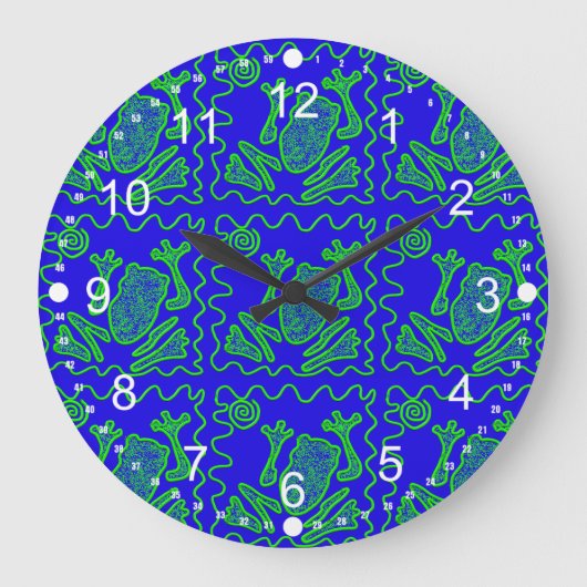 ファンキーなカエルのカラフルなヒキガエルの子供の落書きの芸術のギフト ラージ壁時計 (正面)