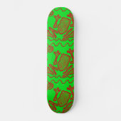 ファンキーなカエルのライムグリーンの赤いヒキガエルの子供の落書きの芸術 スケートボード (正面)