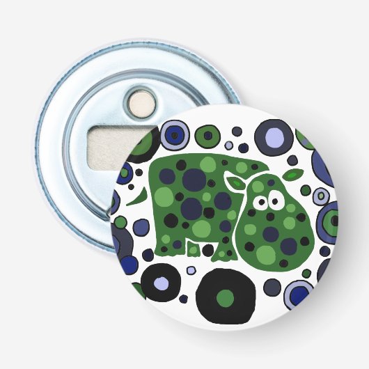 ファンキーなカバのボタン型栓抜き 栓抜き (正面)