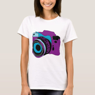 ファンキーなカメラのグラフィックのイラストレーション Tシャツ
