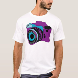 ファンキーなカメラのグラフィックのイラストレーション Tシャツ
