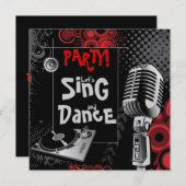 ファンキーなカラオケ音楽はダンスの誕生会を歌います 招待状 (正面/裏面)