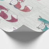 ファンキーなキツネパターン ラッピングペーパー (角)