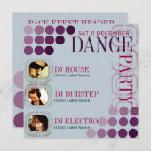 ファンキーなクラブDJダンスパーティー写真付き招待状 招待状 (正面/裏面)