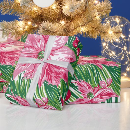 ファンキーなクリスマスの葉模様の ラッピングペーパー (クリスマス)