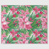 ファンキーなクリスマスの葉模様の ラッピングペーパー (フラット)