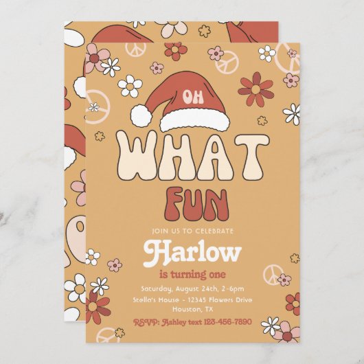 ファンキーなクリスマス・バースデー招待状 | 冬 招待状 (正面/裏面)