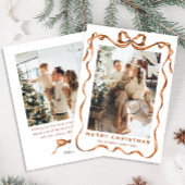 ファンキーなクリスマス ボホ ベージュ リボン 2 フォト シーズンカード