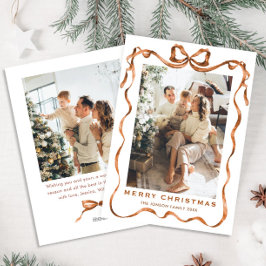 ファンキーなクリスマス ボホ ベージュ リボン 2 フォト シーズンカード