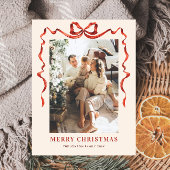 ファンキーなクリスマス ボホ 赤いリボン写真 ポストカード