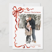 ファンキーなクリスマス ボホ 赤いリボン 3枚の写真 シーズンカード (正面)