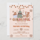 ファンキーなクリスマス ワンダフル2歳の誕生日パーティー 招待状 (正面)