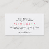 ファンキーなシックでモダンな美容師の美容師のピンク 名刺 (裏面)