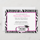 ファンキーなシマウマのストライプ5x7の卒業の発表 招待状 (正面)