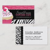 ファンキーなシマウマのプリントのカップケーキのベーカリーの名刺 名刺 (正面/裏面)