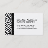 ファンキーなシマウマのプリントのカップケーキのベーカリーの名刺 名刺 (裏面)