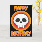 ファンキーなスカルのバースデー・カード カード (黄色い花)