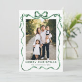 ファンキーなセージグリーンのクリスマスリボン2枚の写真 シーズンカード (スタンド正面)