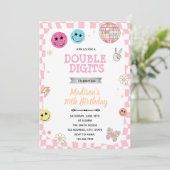 ファンキーなダブルディジットの誕生日パーティー招待状 招待状 (スタンド正面)