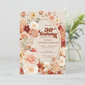 ファンキーなテラコッタ色のバーガンディーブラッシュ 30歳の誕生日 招待状 (スタンド正面)