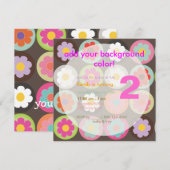 ファンキーなデイジー/ブライトな60年代の誕生日パーティー 招待状 (正面/裏面)