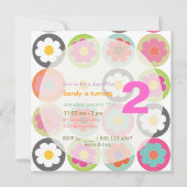 ファンキーなデイジー/ブライト シックスティーズ バースデー パーティー 招待状 (正面)