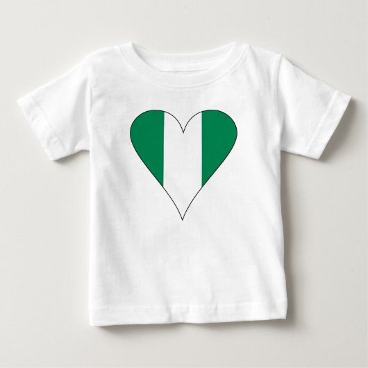 ファンキーなナイジェリアのハート旗 ベビーTシャツ (正面)