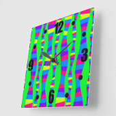 ファンキーなネオンはレトロのモダンなパターンをサイケデリック着色します スクエア壁時計 (傾斜)